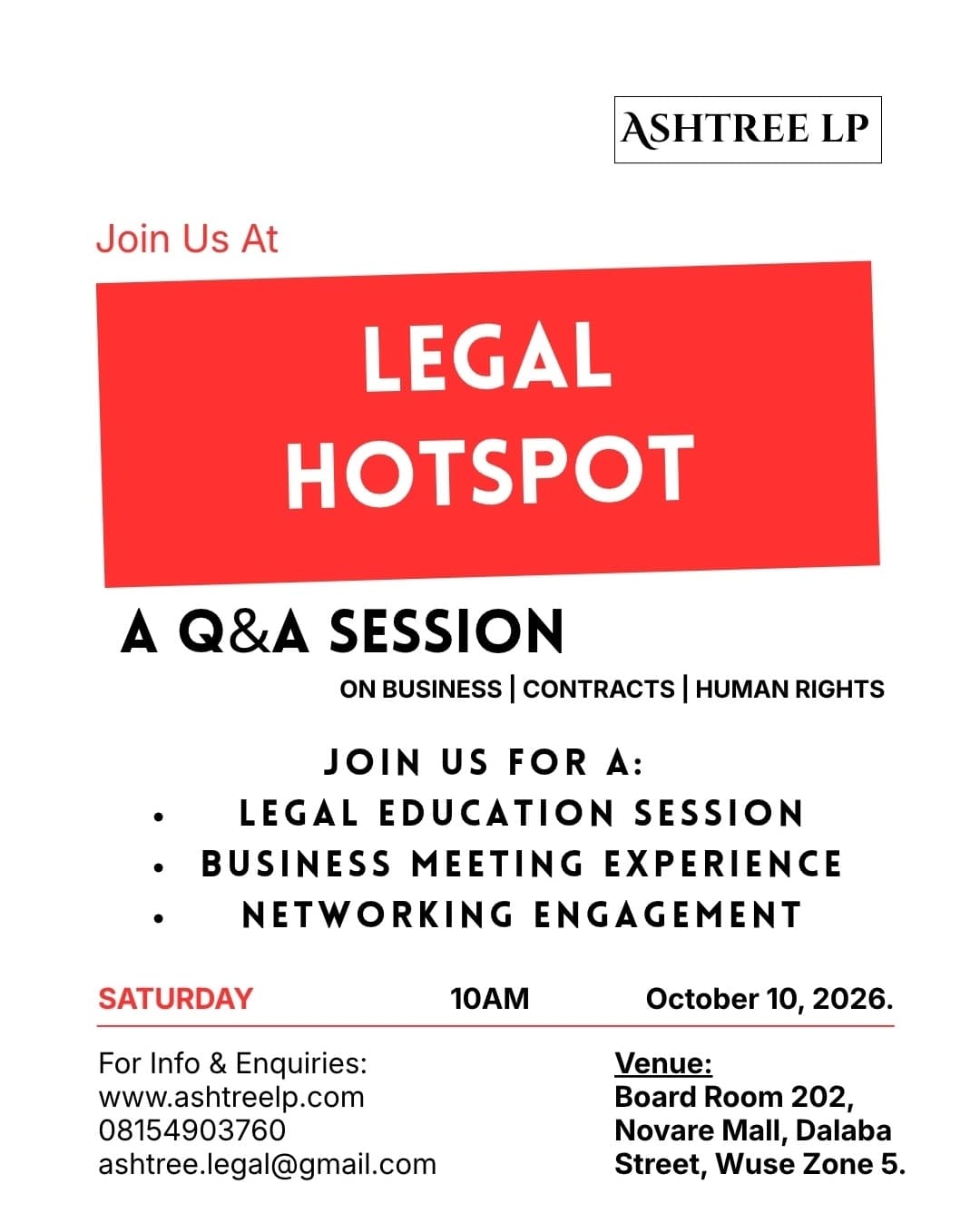 Legal Hotspot: A Q&A Session flyer 2